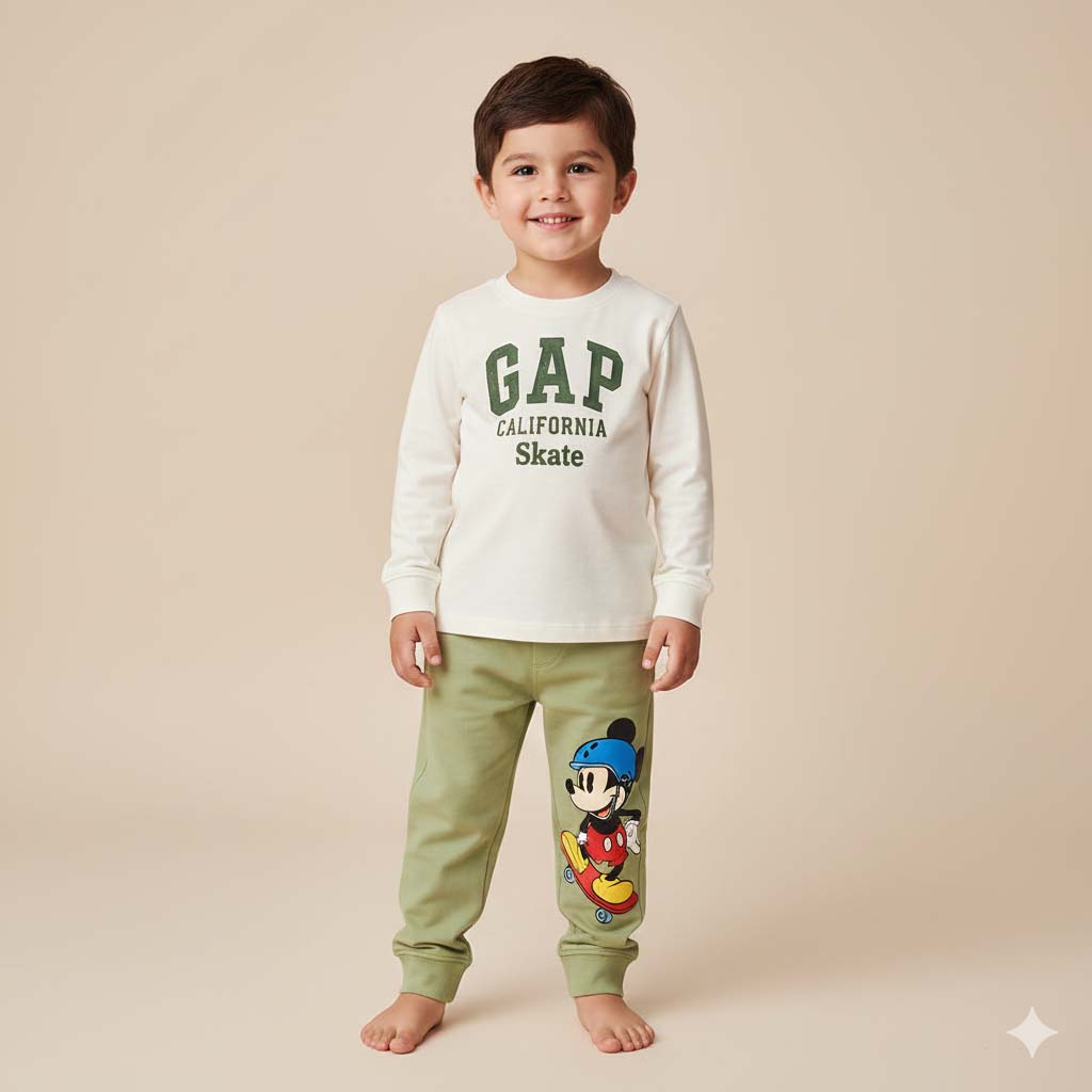 Mickey Mouse Kids’ Trouser & Shirt Set – Double Print Front & Back (1 year–6 Years)