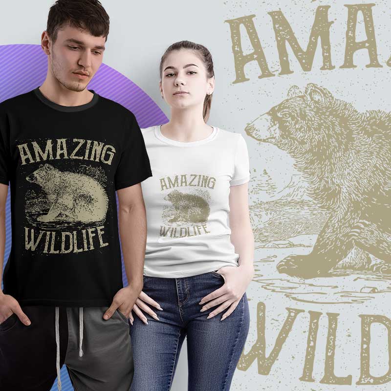 Retro Bear Wildlife Tshirt