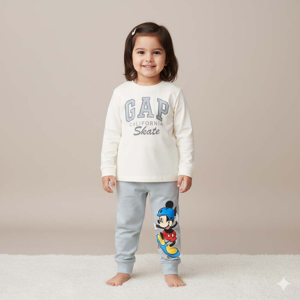 Mickey Mouse Kids’ Trouser & Shirt Set – Double Print Front & Back (1 year–6 Years)