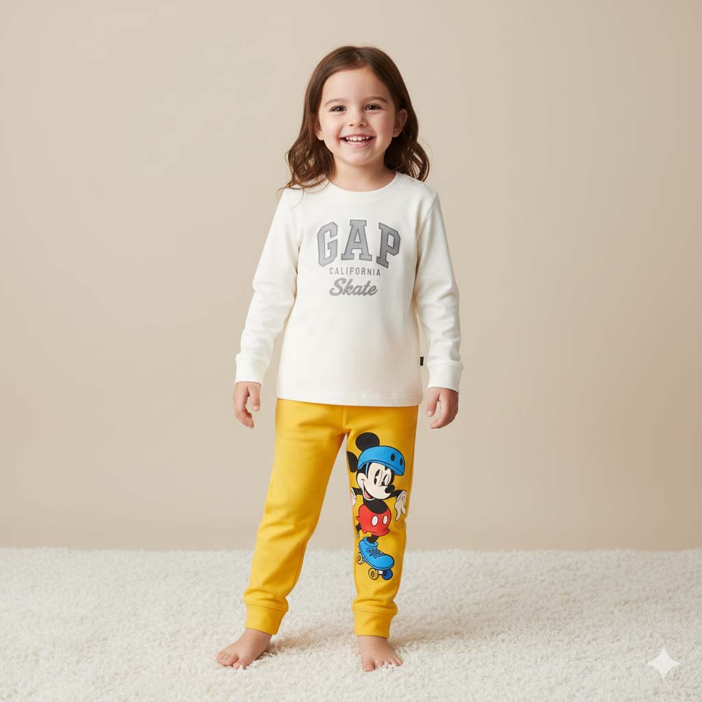 Mickey Mouse Kids’ Trouser & Shirt Set – Double Print Front & Back (1 year–6 Years)