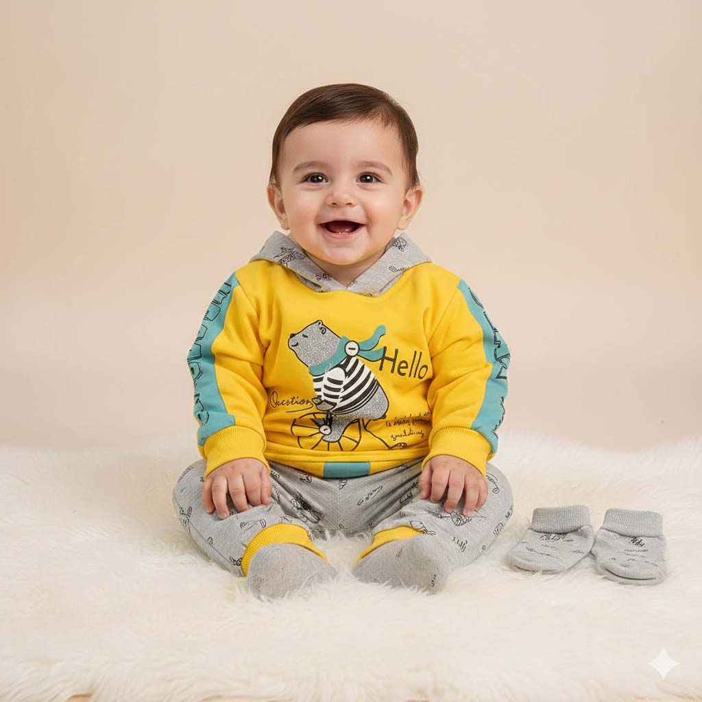 Bear Hoodie & Trouser – Cute Baby & Baba Collection (3-6 Months)