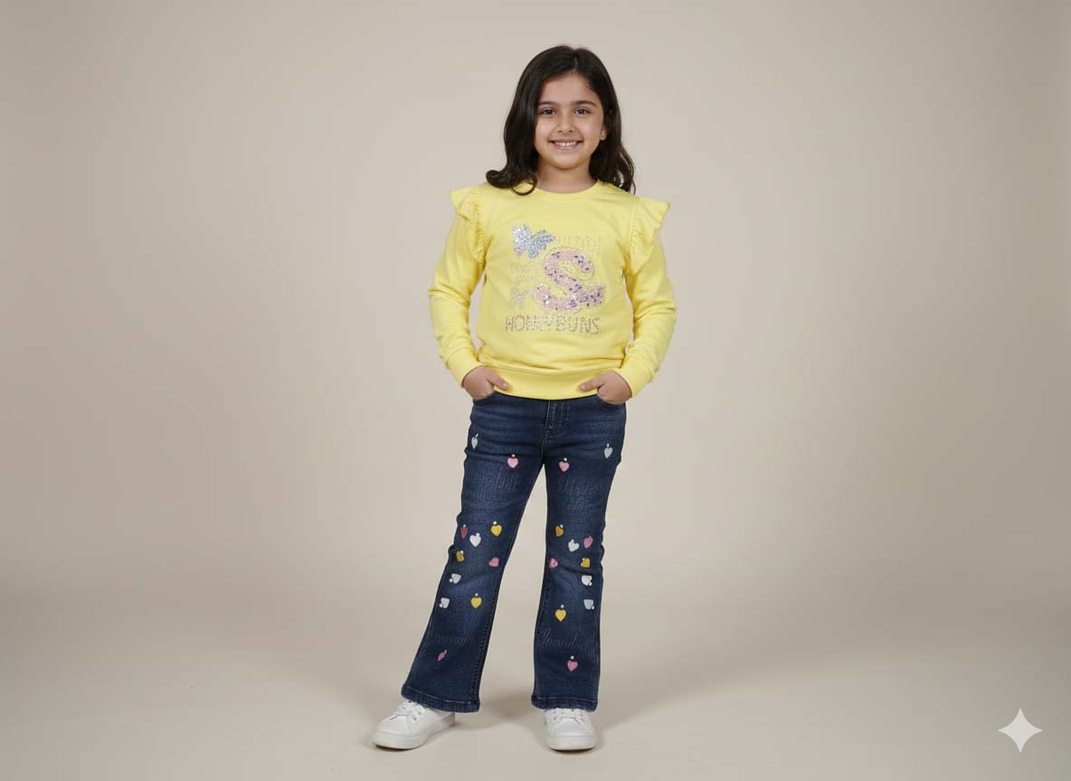 Girls Fancy Party Pant & Shirt Set (4–10 Years)