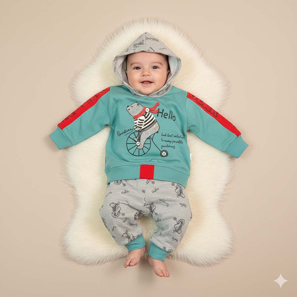 Bear Hoodie & Trouser – Cute Baby & Baba Collection (3-6 Months)