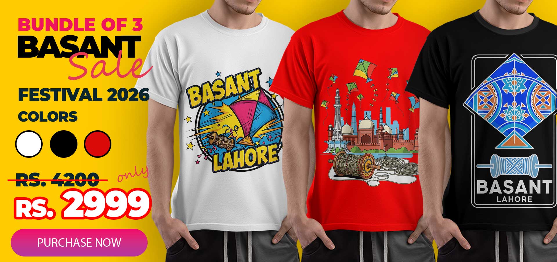 Basant Festival 2026 Lahore 3 Shirts Bundle