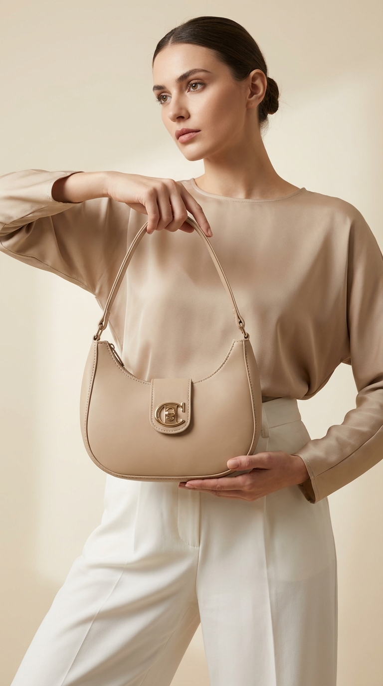 Casual Girls Shoulder Bag in Skin Color