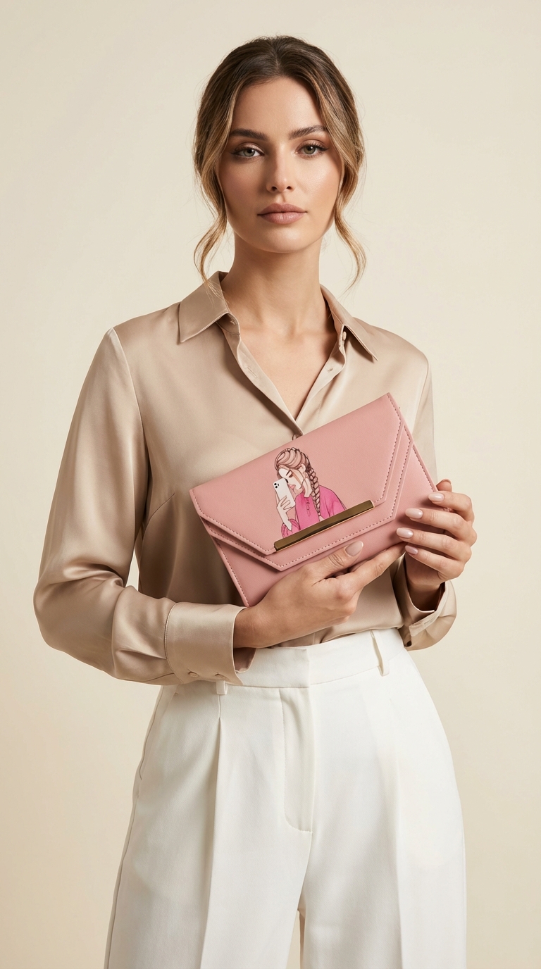 Printed Girl Luxury Wallet Pink Color (Copy)