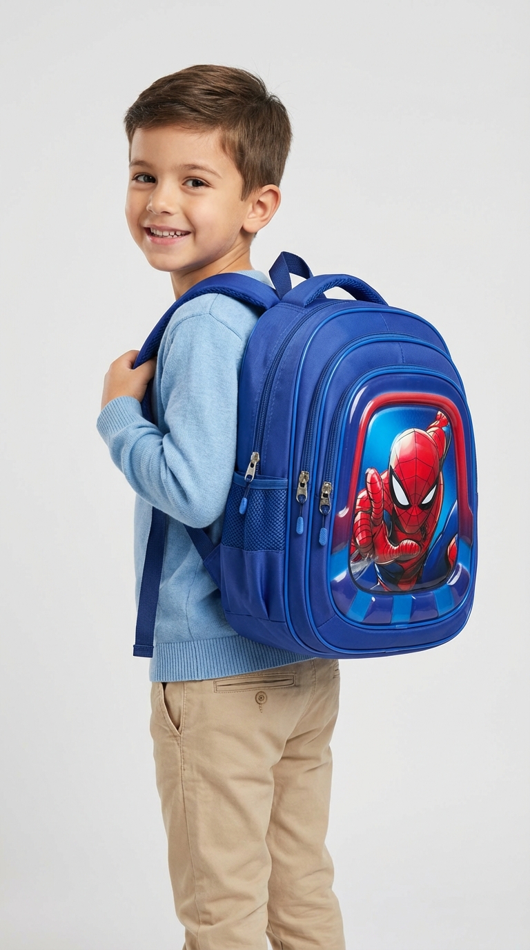 Boy Blue Spiderman School Bag